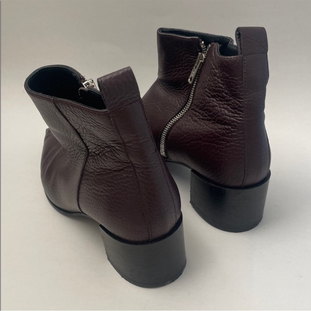 Everlane The Boss Ankle Boot Leather Pointed Toe Chunky Heel Burgundy Size 7.5 - Picture 4 of 11